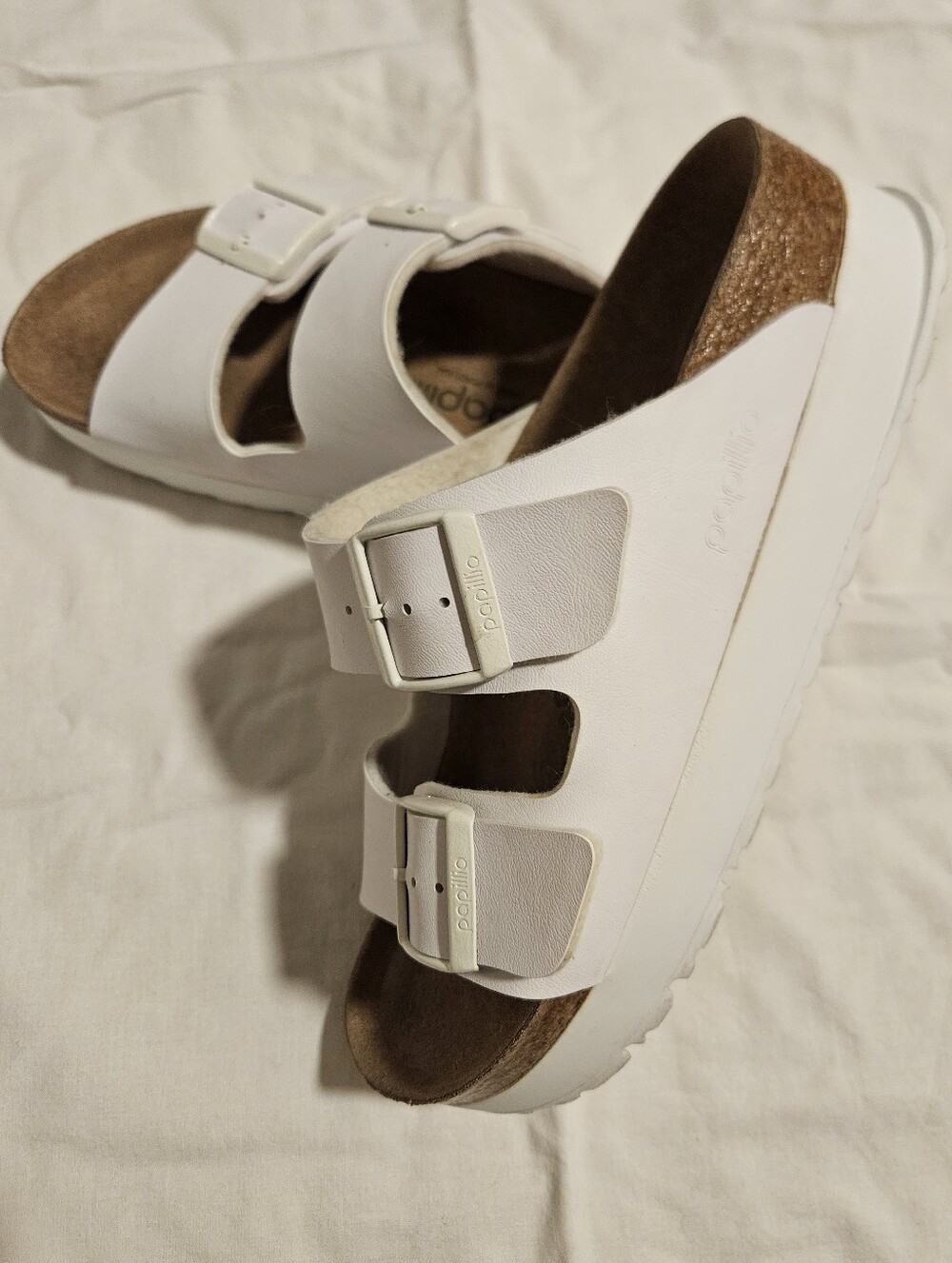 Birkenstock Papillio Arizona Flex Platform Sandals White Vegan 38